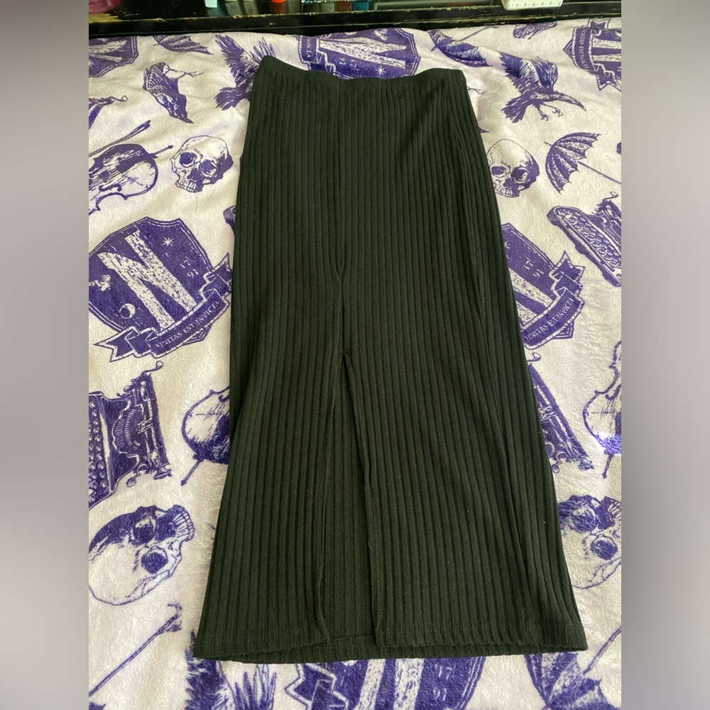 SHEIN Black Vented Back Rib Knit Skirt